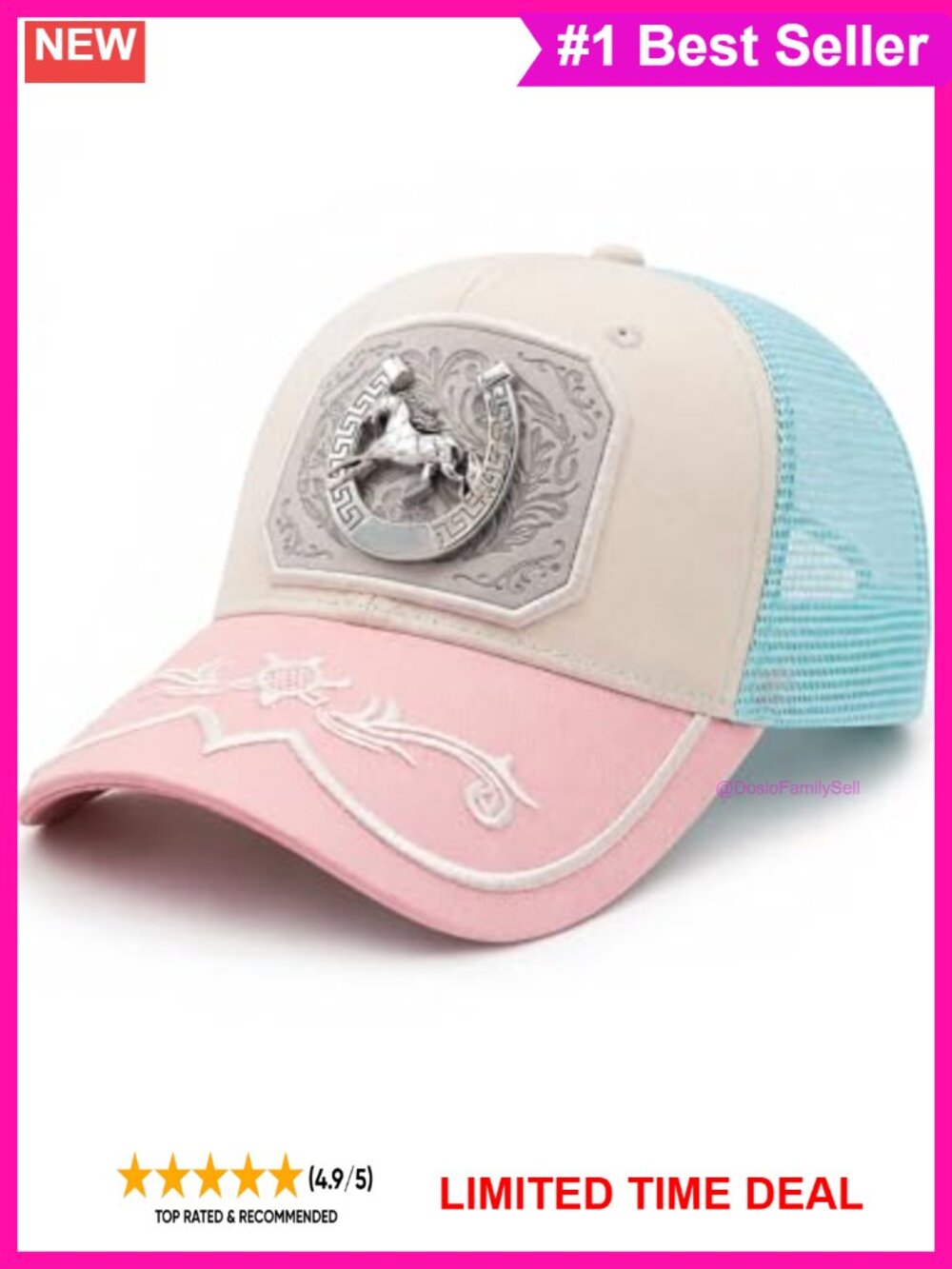 Western Cowgirl Trucker Hat Mesh Snapback Baseball Cap
